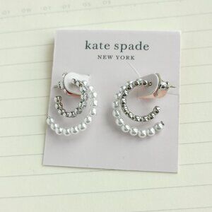 Pearl Caviar Silver Double Huggie Earrings - Kate Spade